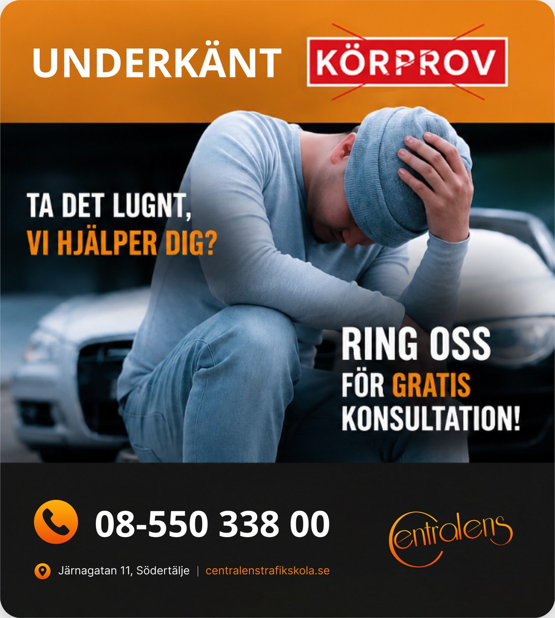 Underkänt körprov? Ta det lugnt, vi hjälper dig. Ring oss för gratis konsultation – 08-550 338 00